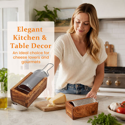 Parmesan Cheese Grater with Olive Wood Box