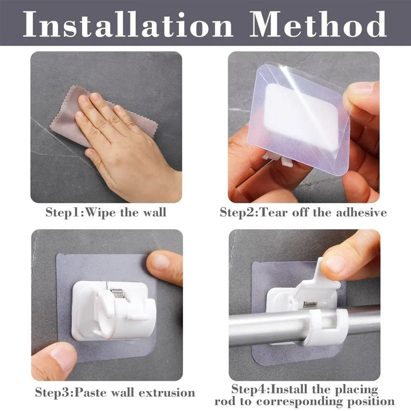 Drill-Free, Adjustable & Sturdy!💡Nail-Free Adjustable Curtain Rod Bracket (1 Pairs )