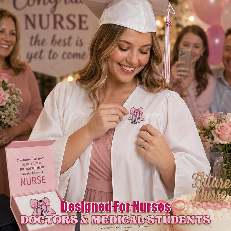 💖Last Day 50% OFF - —🎀 Pink Bow Stethoscope Enamel Pin