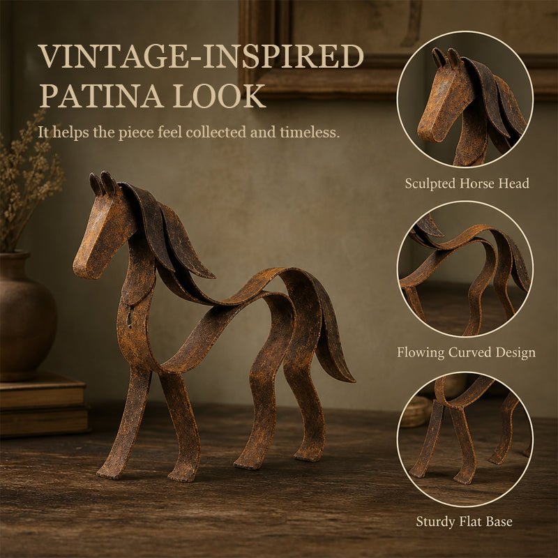 Vintage Metal Horse Sculpture – Rustic Equestrian Home Decor 🐎