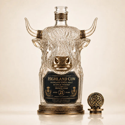 ✨🐮Highland Cow Private Cask 21 Years Cow Head Shaped Scotch Whisky Bottle