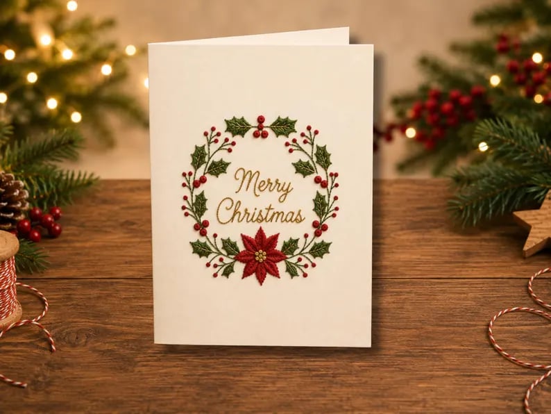 🌲Christmas Hand Embroidery Card DIY Kit | Stitch Your Way Into the Christmas Spirit ✨ 🎁