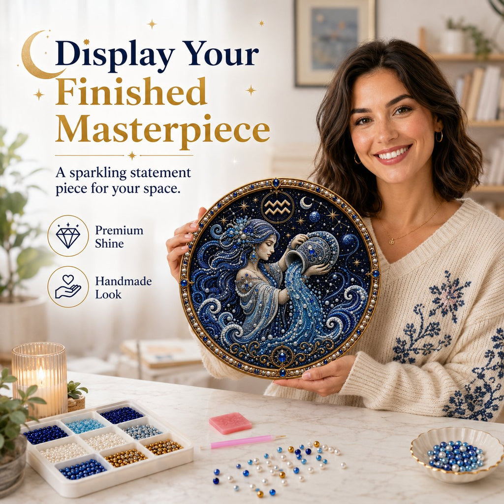 12 Zodiac Signs Diamond Pearl Art Kit – Celestial DIY Wall Decoration✨