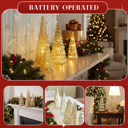 ✨ Shimmering Christmas – 5-Piece Crystal Glass Tree Set with Lights✨