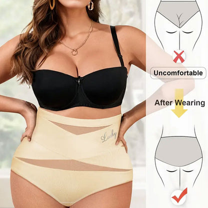 🌸Last Day-Buy 1 Get 3 Packs✨Plus-Size High-Waist Cross Tummy Control Panties