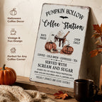 Halloween Pumpkin Coffee Station Vintage Decorative Sign