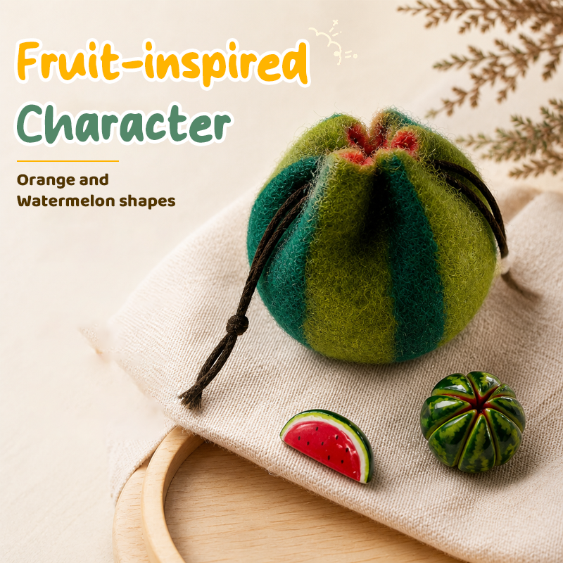 🍊🧲 Fruit-Shaped Magnetic Squeeze Toy (Free Felt Bag Included)