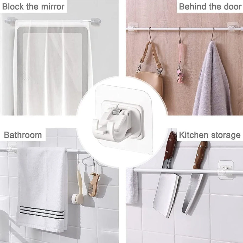 Drill-Free, Adjustable & Sturdy!💡Nail-Free Adjustable Curtain Rod Bracket (1 Pairs )