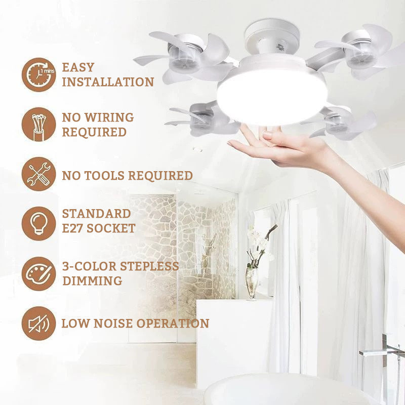 🌀Foldable Socket Ceiling Fan Light with Remote, Energy-Saving Cooling & Lighting for Bedroom & Home