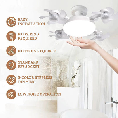 🌀Foldable Socket Ceiling Fan Light with Remote, Energy-Saving Cooling & Lighting for Bedroom & Home