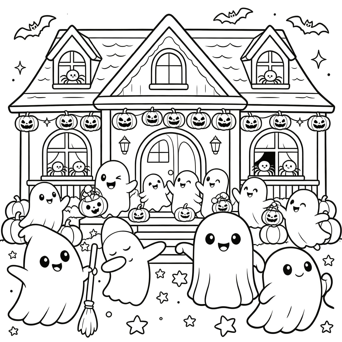 👻🎨Spooky & Cute Bold and Easy Coloring Book – A Whimsical Halloween Adventure(✨Hardcover)