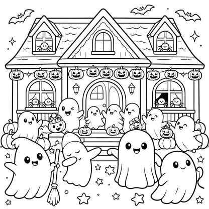 👻🎨Spooky & Cute Bold and Easy Coloring Book – A Whimsical Halloween Adventure(✨Hardcover)