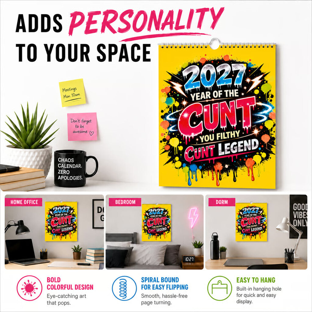 🌟2027 Year of the Cunt Wall Calendar – Bold Graffiti Humor Calendar📆
