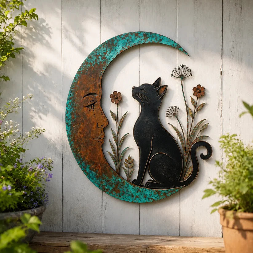 🌙 Enchanted Moon Garden Wall Art – Nature Inspired Metal Wall Decor for Home & Garden