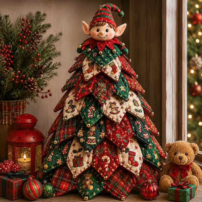 🎄🧵DIY Quilted Christmas Tree Kit – Handmade Fabric Holiday Tabletop Tree Decor
