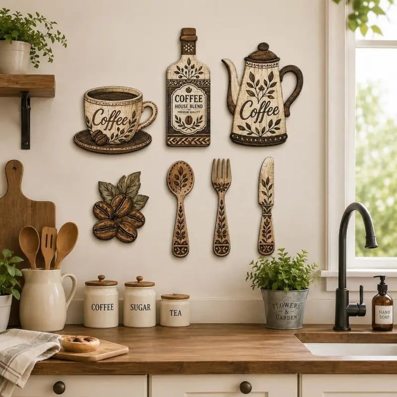 Vintage Farmhouse Coffee-Themed Wall Art