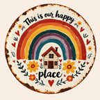 Happy Little World Vintage Metal Wall Sign ✨ Retro Cottage Home Decor