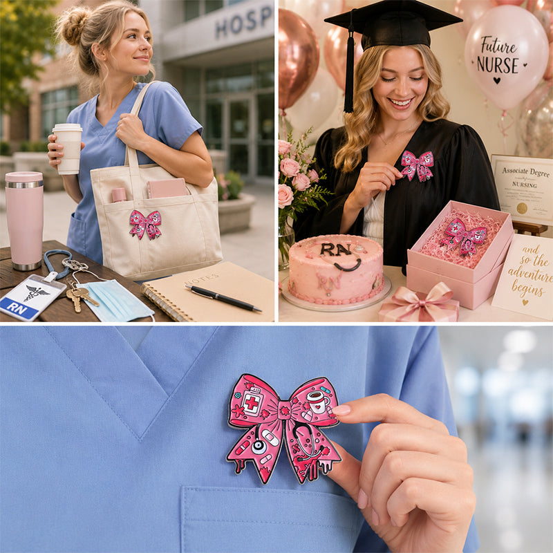 💖Last Day 50% OFF - —🎀 Pink Bow Stethoscope Enamel Pin