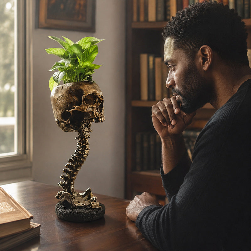 💀Gothic Skull Planter And Skeleton Vase Spooky Home Decor