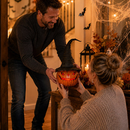 Spooky Witch Hat Pumpkin Halloween LED Light Decoration 🎃🧙‍♀️