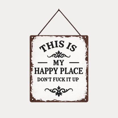 “This Is My Happy Place” Rustic Wooden Hanging Sign ✨🏡💖