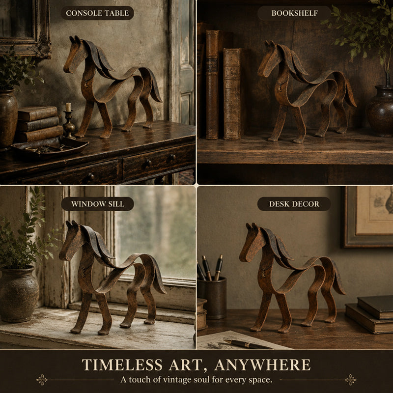 Vintage Metal Horse Sculpture – Rustic Equestrian Home Decor 🐎