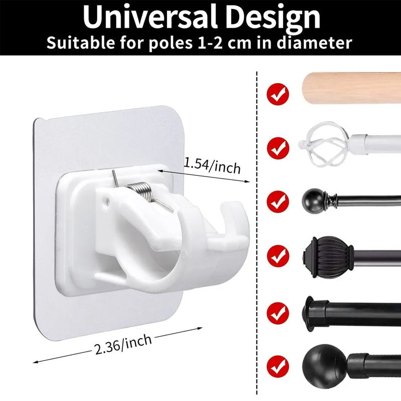 Drill-Free, Adjustable & Sturdy!💡Nail-Free Adjustable Curtain Rod Bracket (1 Pairs )