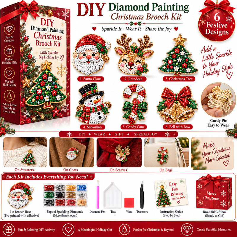 🎁 DIY Diamond Painting ☃️ Christmas Brooch Kit