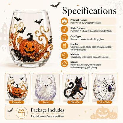 🎃 3D Halloween Artisan Glassware Collection | For Magical Halloween Sips, Eye-Catching 3D Details, Luminous Festive Party Moments & Cozy Fall Home Bar Glow ✨