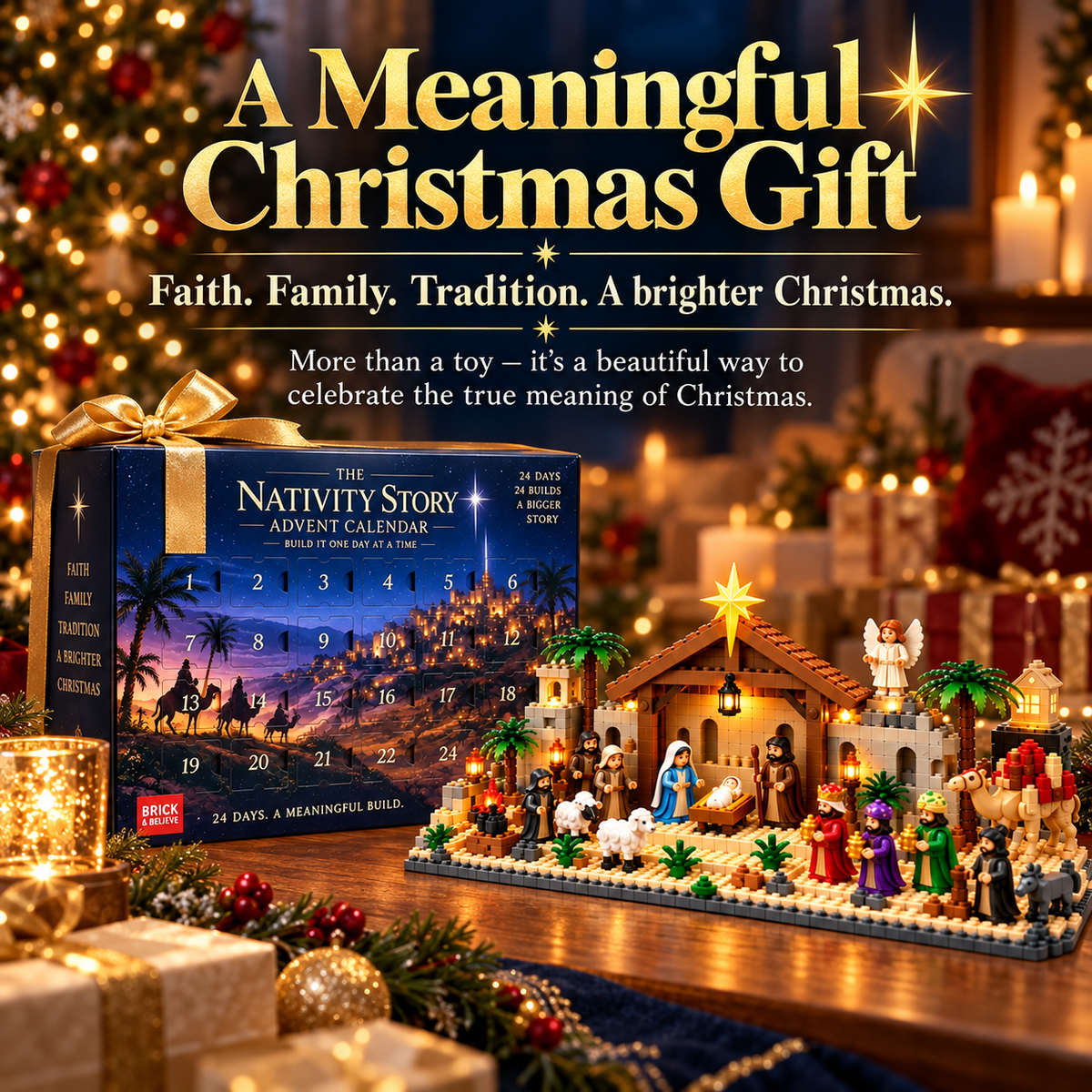✝️🎄 Nativity Advent Calendar – 24-Day Buildable Christmas Nativity Set