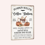 Halloween Pumpkin Coffee Station Vintage Decorative Sign