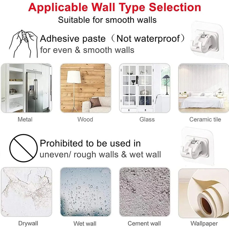 Drill-Free, Adjustable & Sturdy!💡Nail-Free Adjustable Curtain Rod Bracket (1 Pairs )