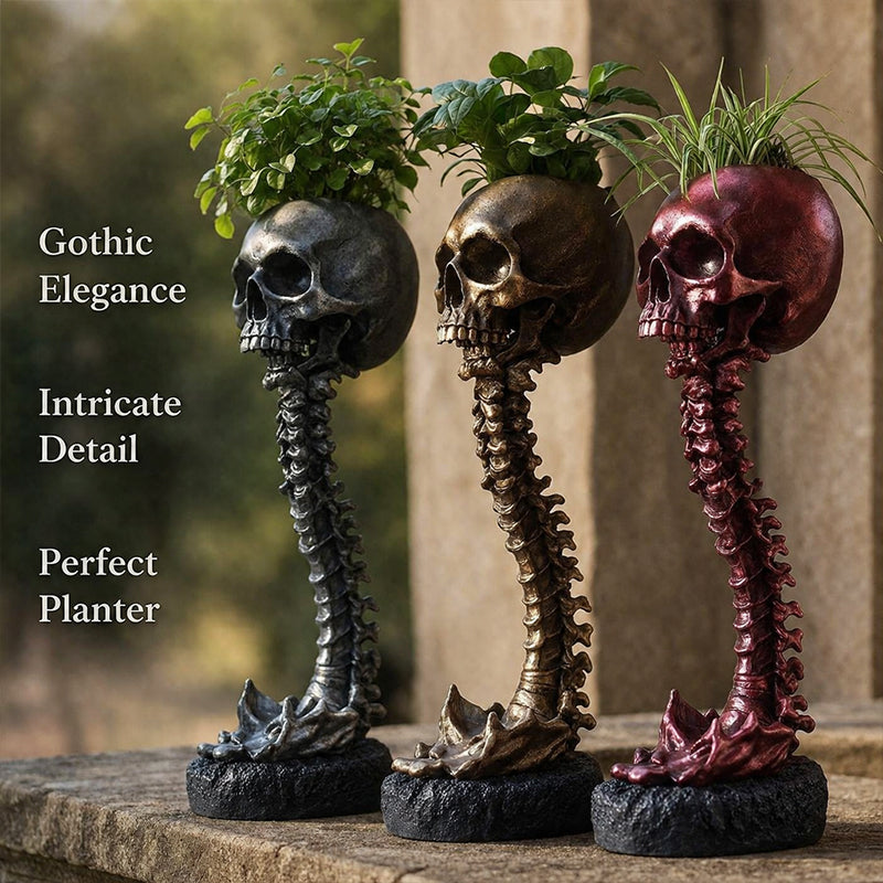 💀Gothic Skull Planter And Skeleton Vase Spooky Home Decor