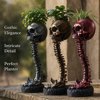 💀Gothic Skull Planter And Skeleton Vase Spooky Home Decor