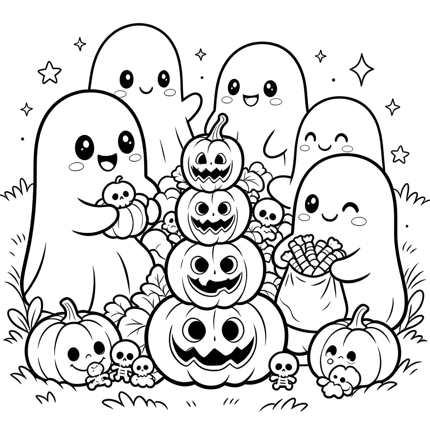 👻🎨Spooky & Cute Bold and Easy Coloring Book – A Whimsical Halloween Adventure(✨Hardcover)