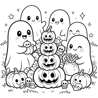 👻🎨Spooky & Cute Bold and Easy Coloring Book – A Whimsical Halloween Adventure(✨Hardcover)