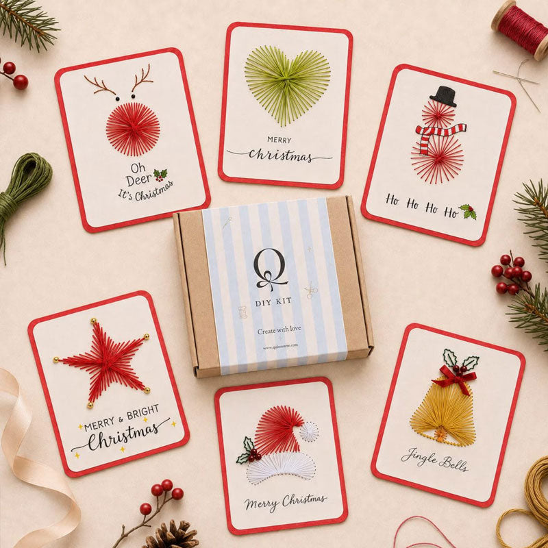 🎄🧵Christmas String Art Greeting Card DIY Kit – Handmade Gift for Family & Friends