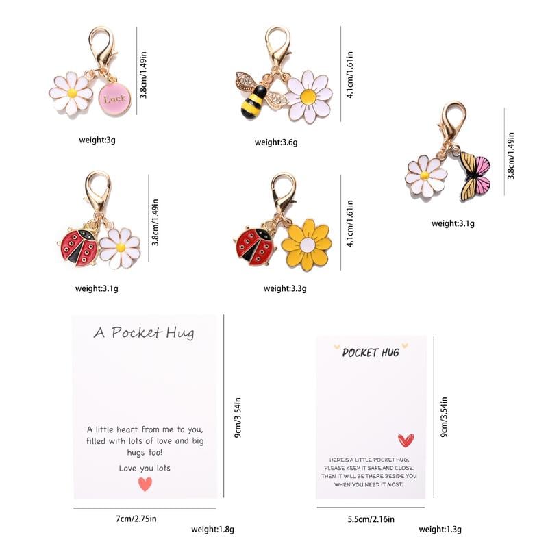 🤗Hug Favors –  Appreciation Gifts with Inspirational Cards & Resin Keyrings (Butterfly, Ladybird, Flower, Bee)🦋🌸🐝