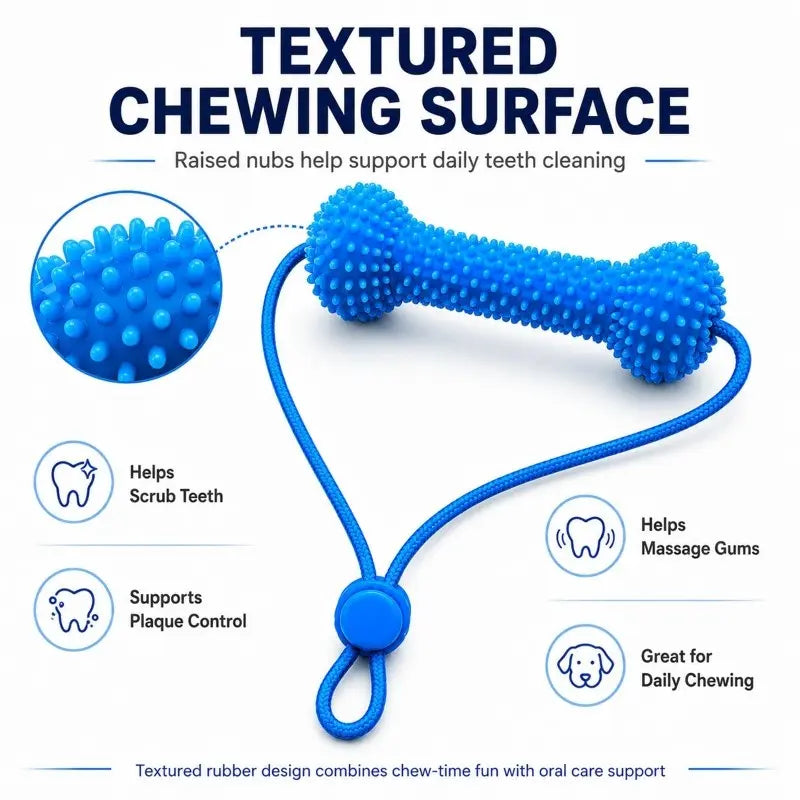 Adjustable Neck Strap Dog Tooth Cleaning Chew Stick