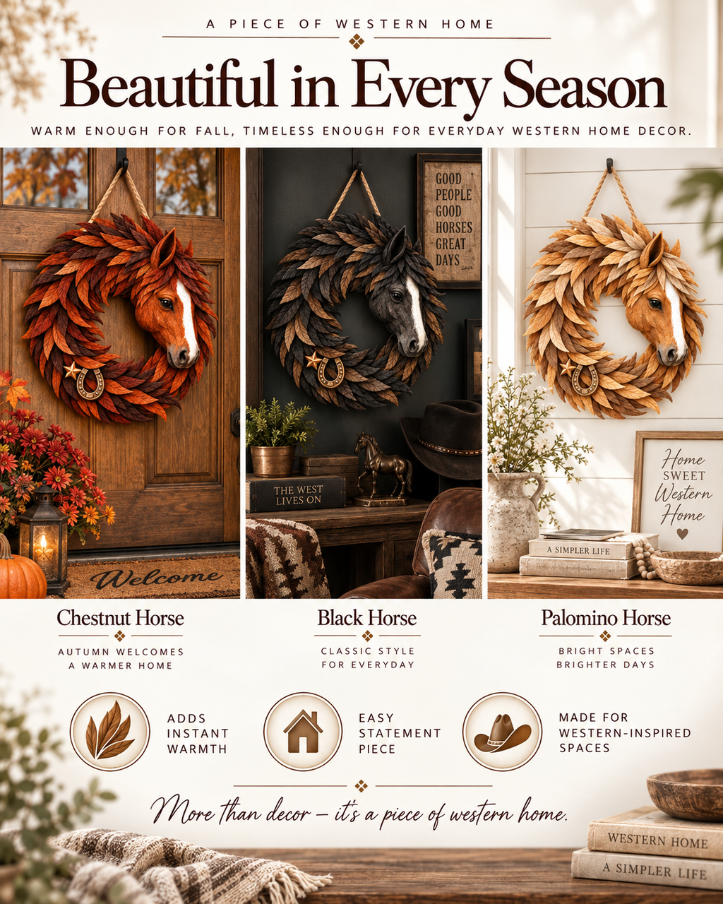 🐴🤎Rustic Horse Head Wreath – Western Farmhouse Wall & Door Decor