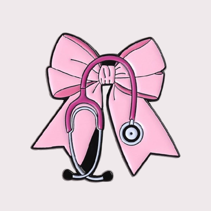 💖Last Day 50% OFF - —🎀 Pink Bow Stethoscope Enamel Pin