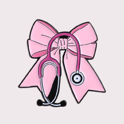 💖Last Day 50% OFF - —🎀 Pink Bow Stethoscope Enamel Pin