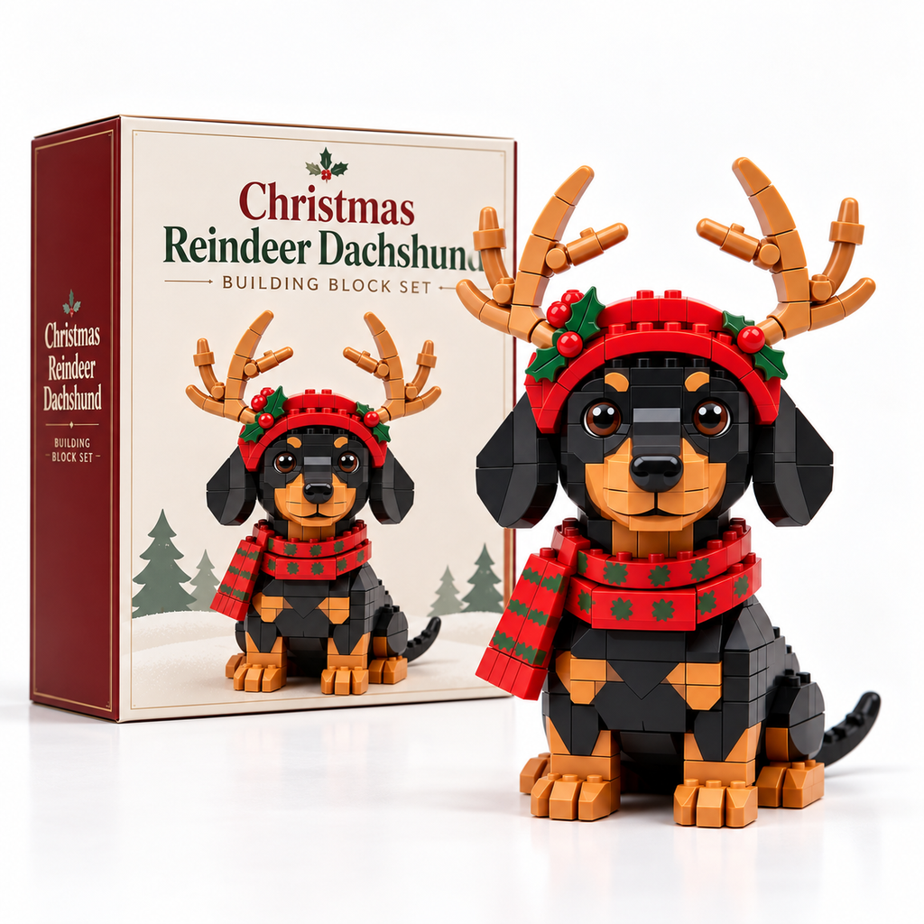 🔥LAST DAY 50% OFF ✨ Christmas Reindeer Dachshund Building Block Set