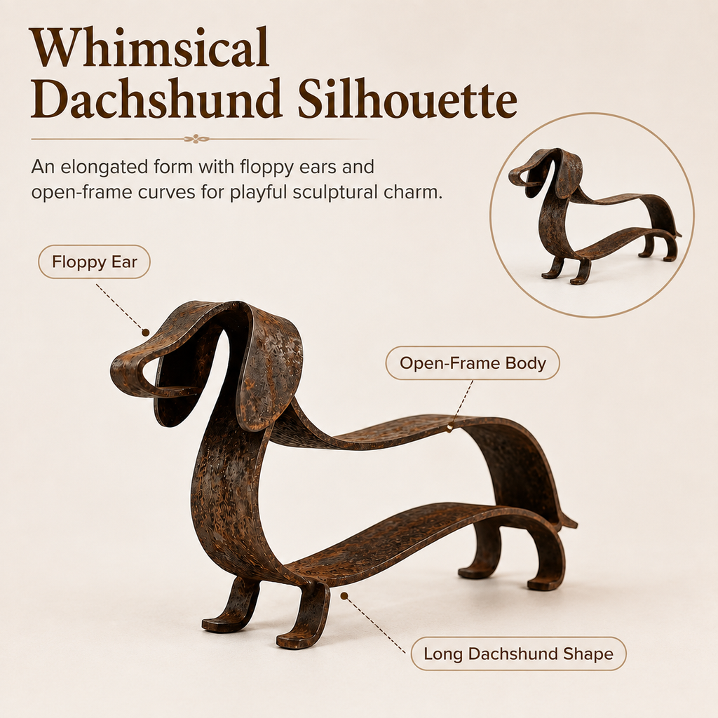 Rustic Dachshund Metal Sculpture