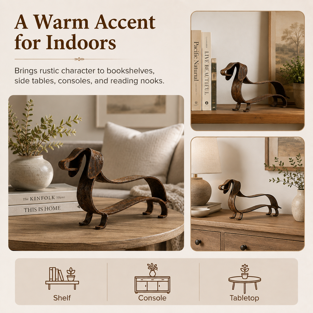 Rustic Dachshund Metal Sculpture