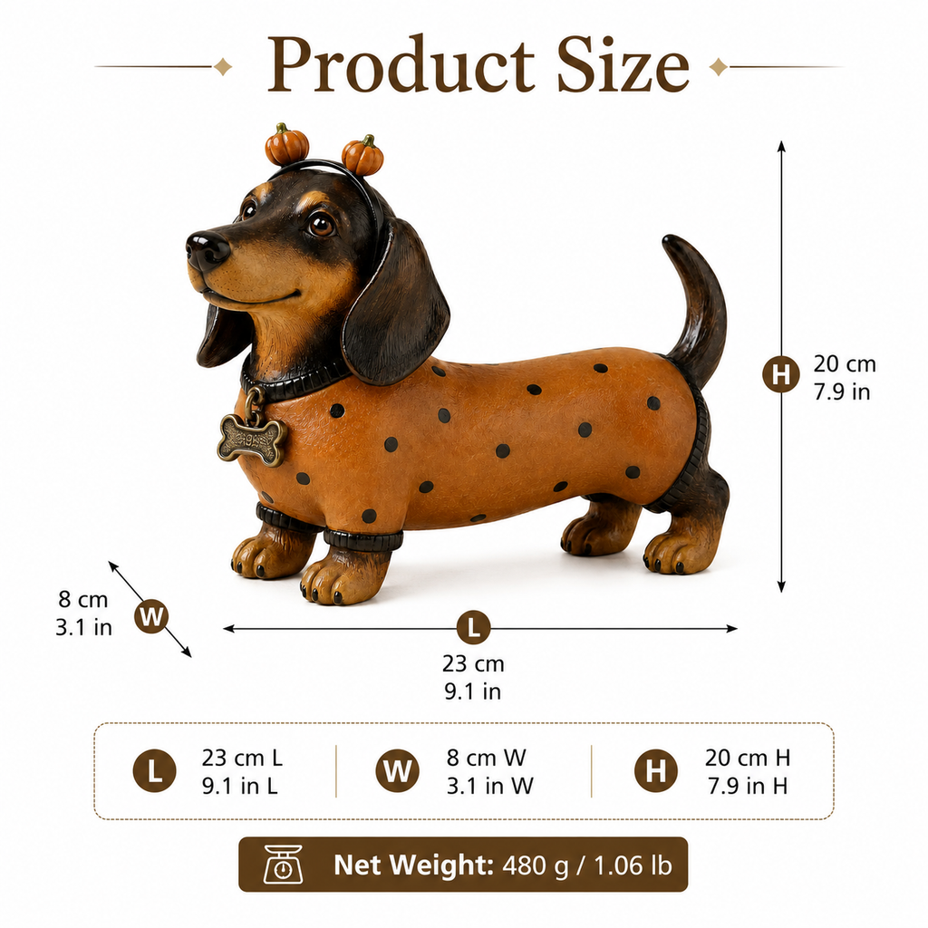 🎃 Halloween Pumpkin Dachshund Resin Figurine — Charming Seasonal Dog Decor