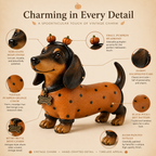 🎃 Halloween Pumpkin Dachshund Resin Figurine — Charming Seasonal Dog Decor