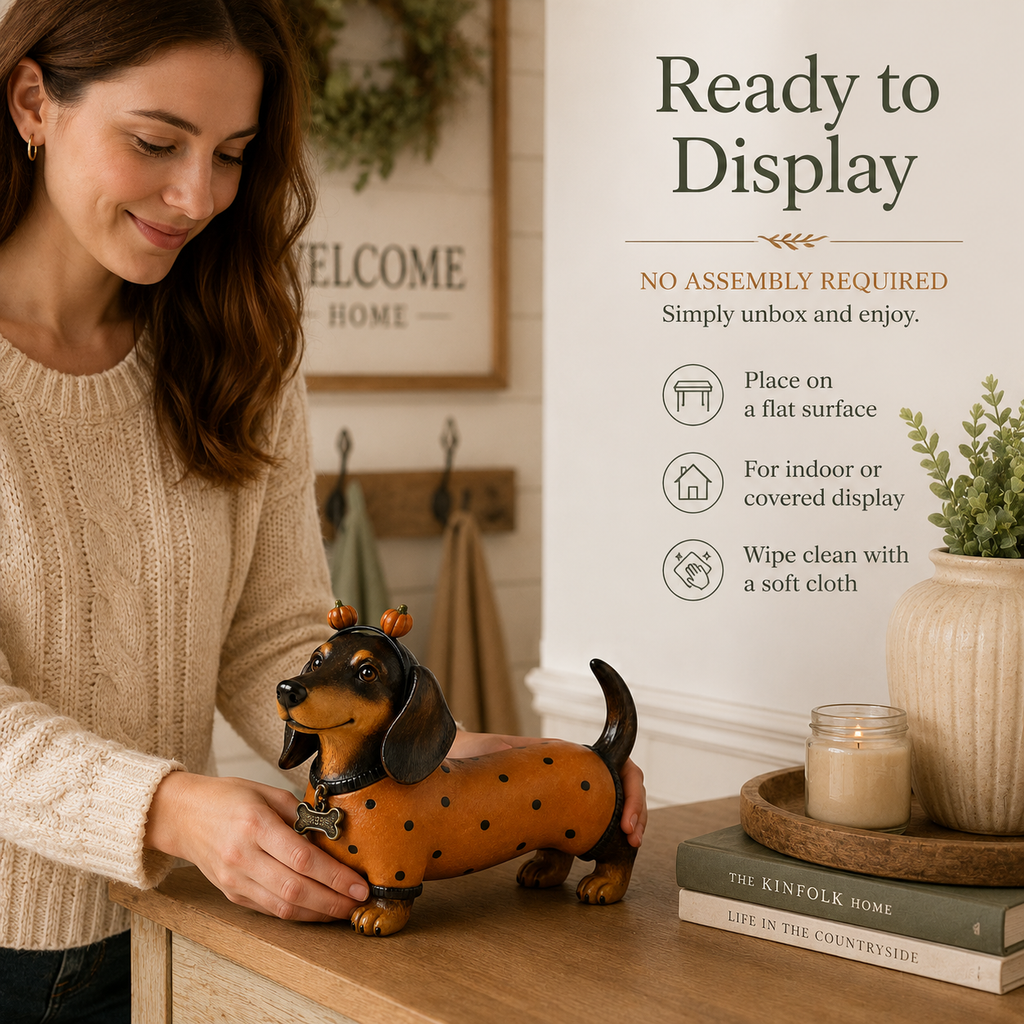 🎃 Halloween Pumpkin Dachshund Resin Figurine — Charming Seasonal Dog Decor