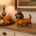 🎃 Halloween Pumpkin Dachshund Resin Figurine — Charming Seasonal Dog Decor