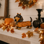 🎃 Halloween Pumpkin Dachshund Resin Figurine — Charming Seasonal Dog Decor